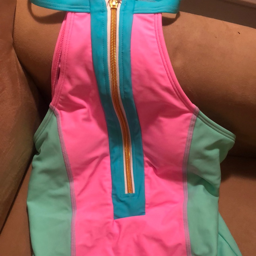 One piece bathing suit with zipper